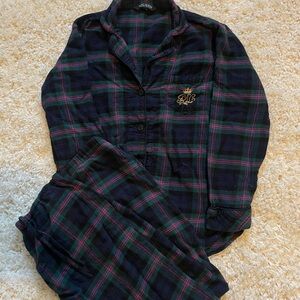 Ralph Lauren Navy and Green Plaid Women’s Pajama Set